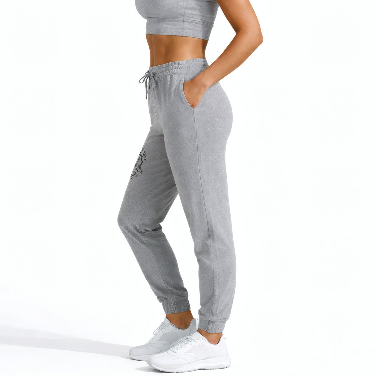 DBFF - Ladies Spun Dyed Joggers - Grey - Black Logo