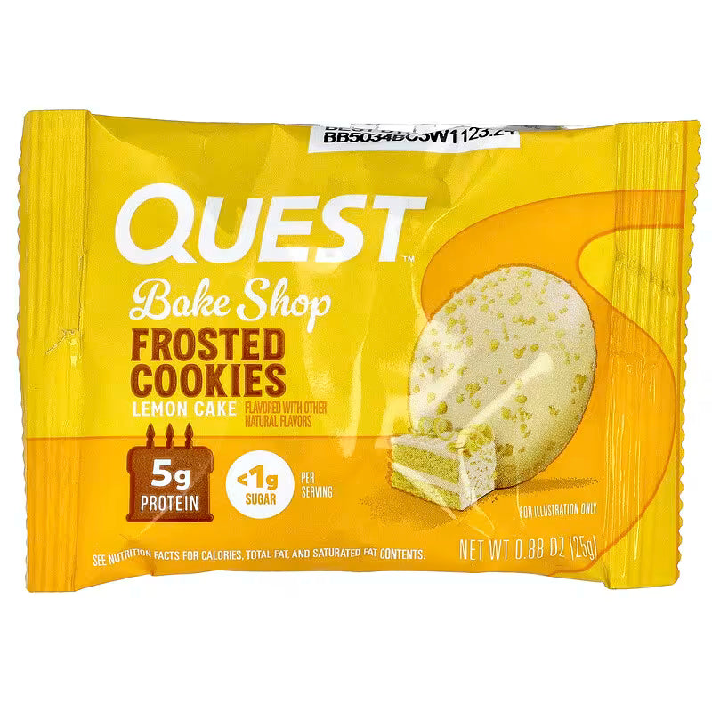 Quest Nutrition, Bake Shop Frosted Cookies, Citronkage, 8 Cookies, 25 g pr. stk - Sidste Salgsdato 25.10.2026