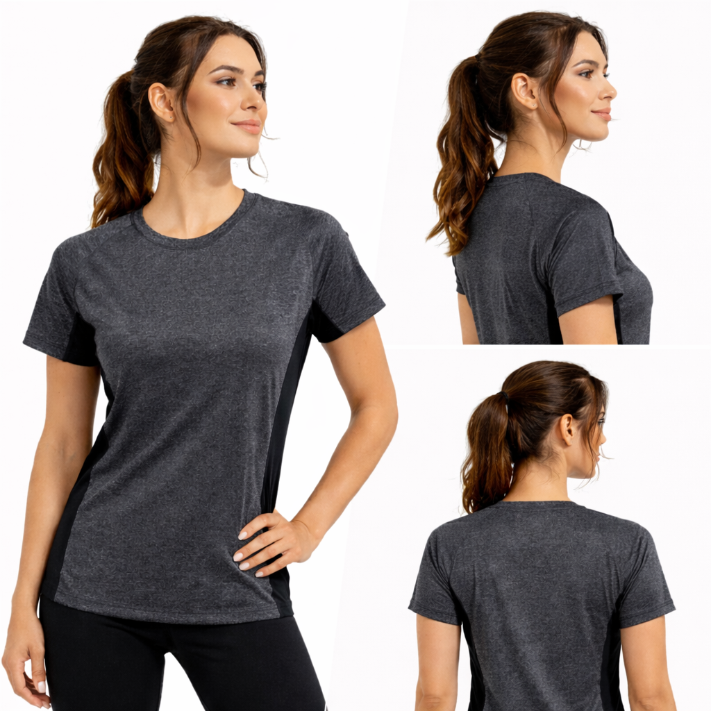 TriDri® - TR048 Women's contrast panel performance t-shirt Charcoal