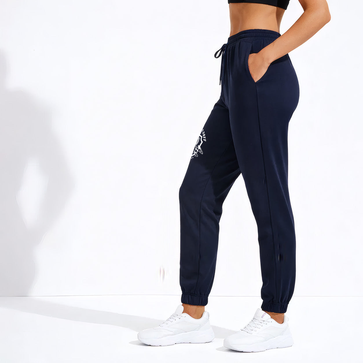 DBFF - Ladies Spun Dyed Joggers - Navy - White Logo