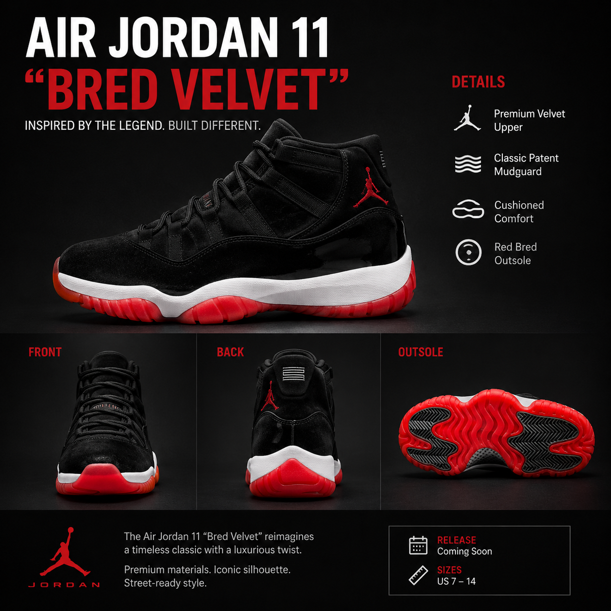 Comfy Design Sneaker Slippers – Jordan 11 - BRED Inspired