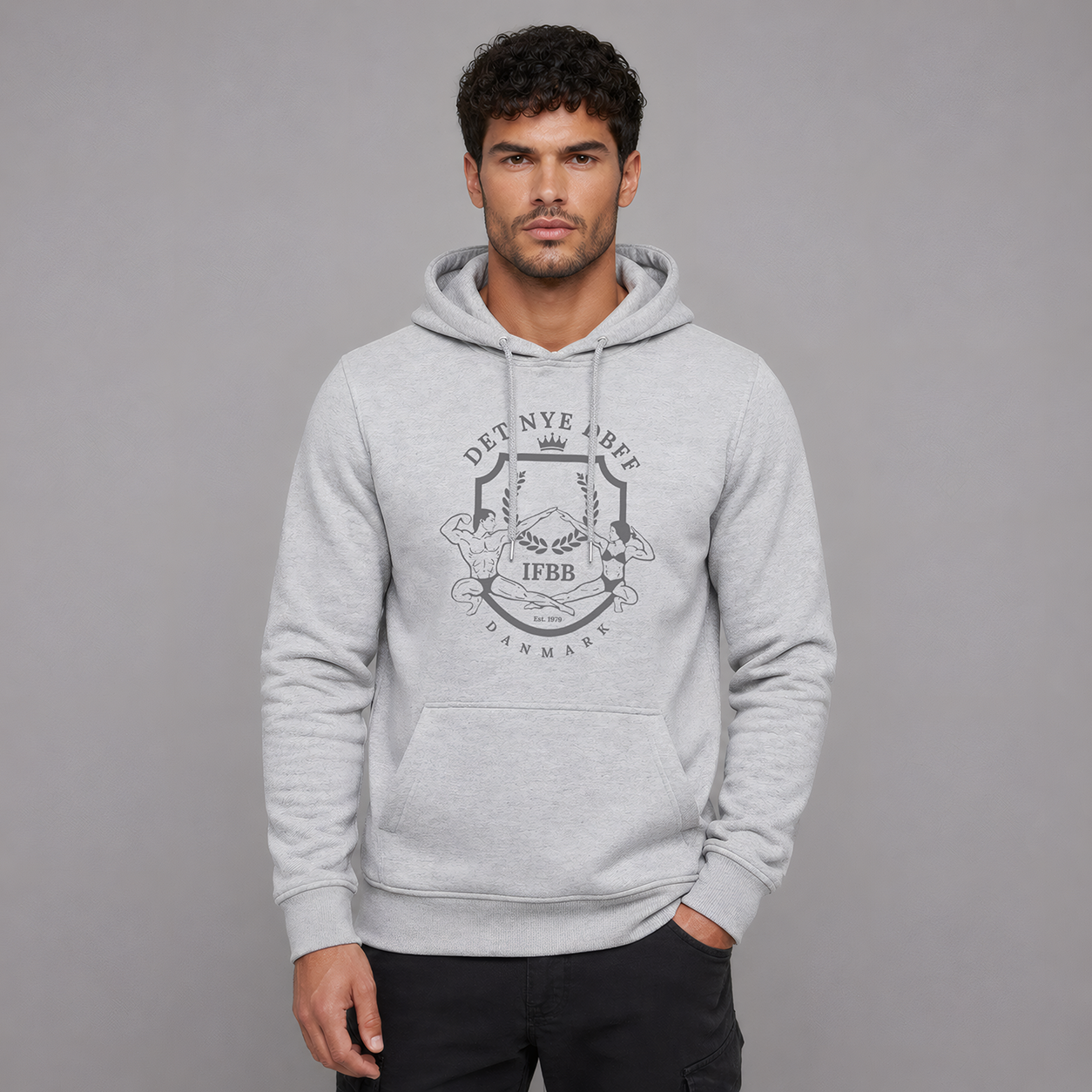 DBFF - Unisex Hoodie - Sports Grey - Dark Grey Print
