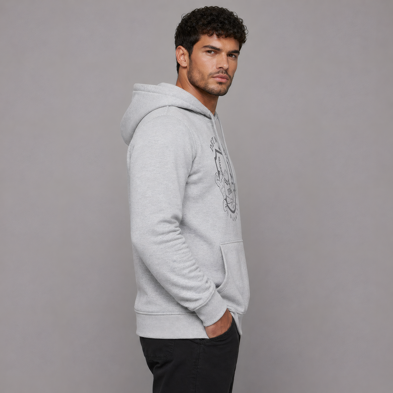 DBFF - Unisex Hoodie - Sports Grey - Dark Grey Print