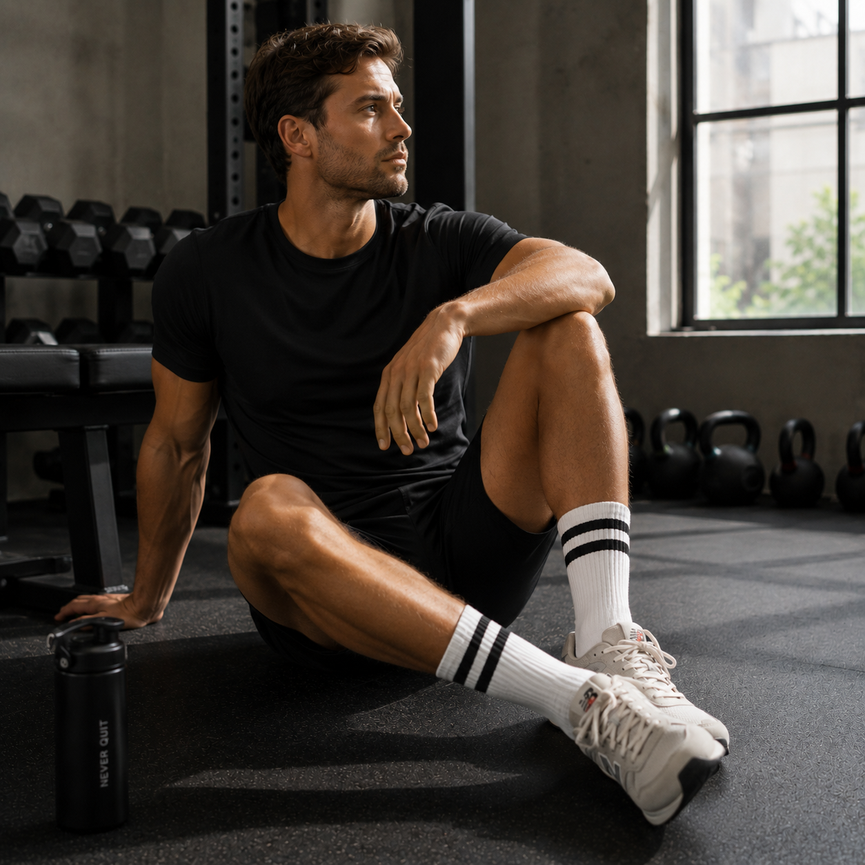 NEVERQUIT Performance Crew Socks (5-Pack) - White