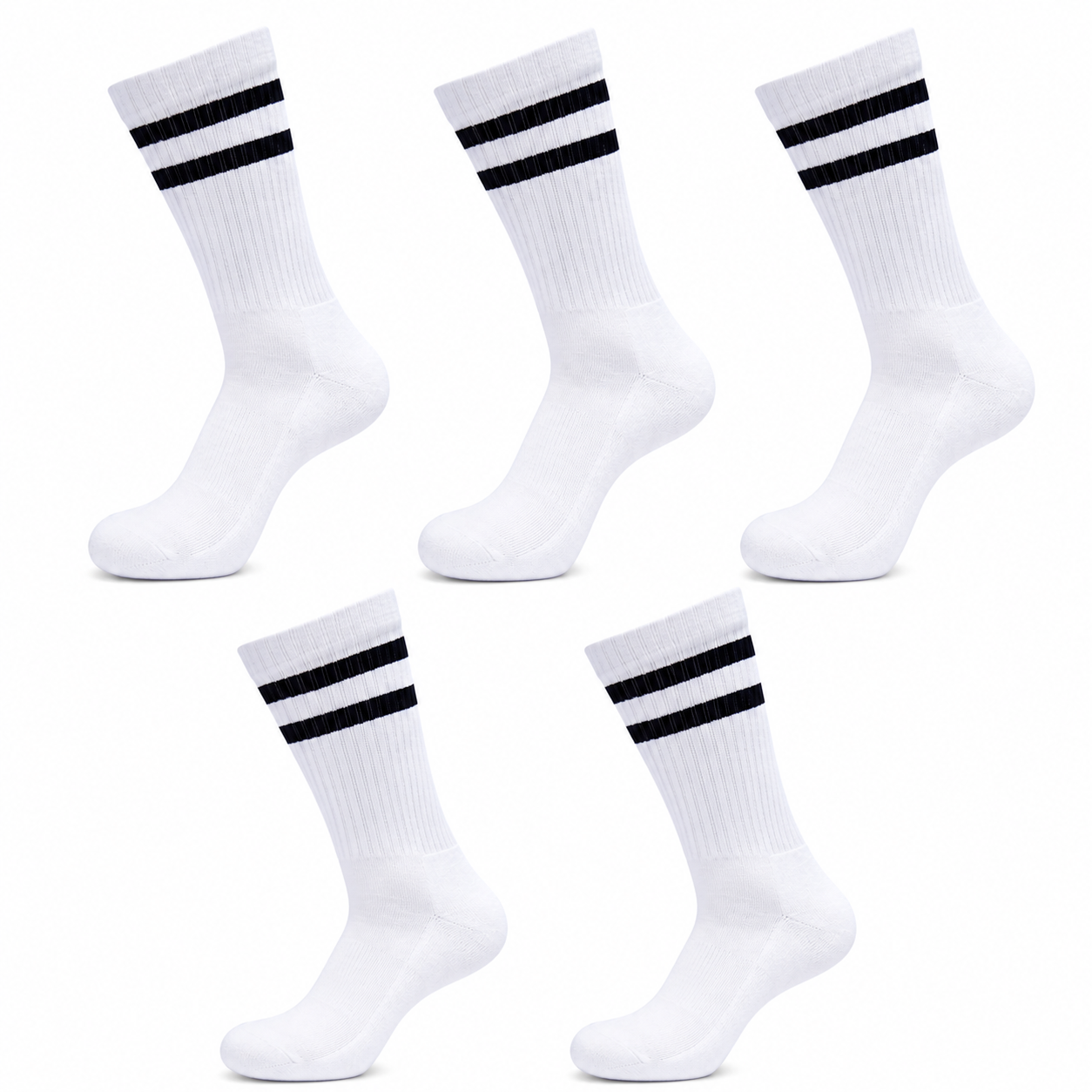 NEVERQUIT Performance Crew Socks (5-Pack) - White