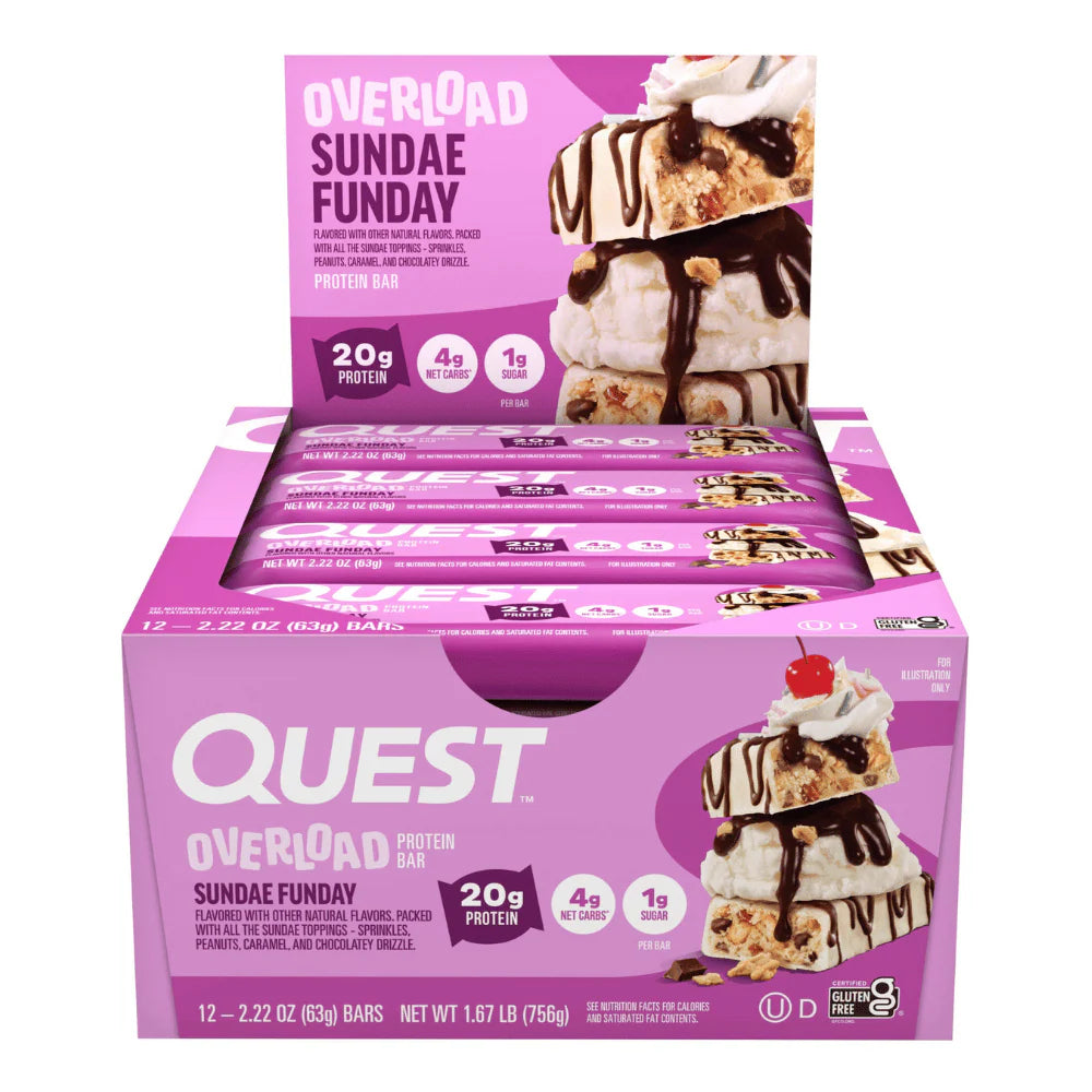 Quest Overload Sunday Funday Overload Protein Bar – 12 x 61g - Sidste Salgsdato 17.07.2026