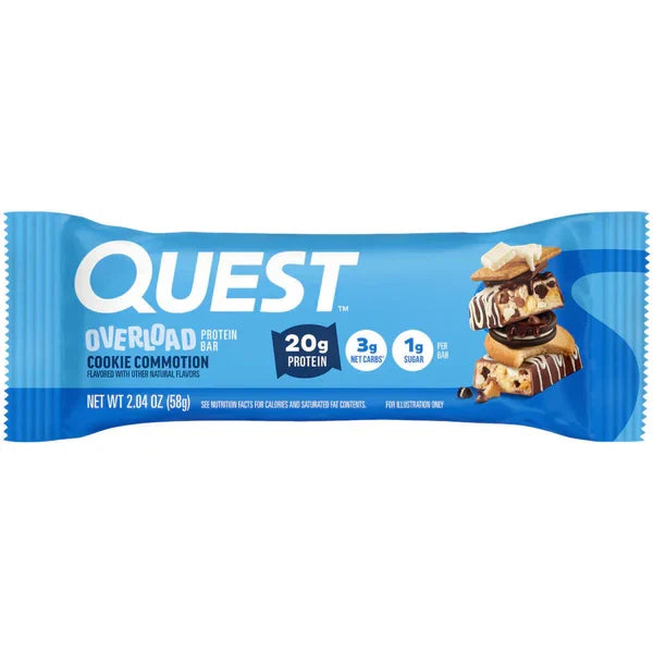Quest Overload Cookie Commotion Protein Bar – 12 Bars 🍪💥 12 x 63g - Sidste Salgsdato 09.09.2026