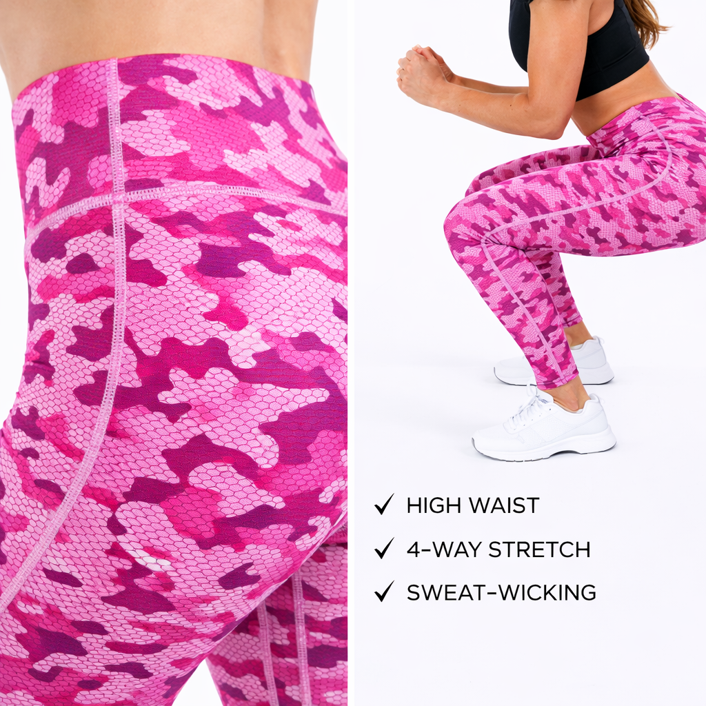 TriDri TR032 – Performance Leggings – Camo Hot Pink