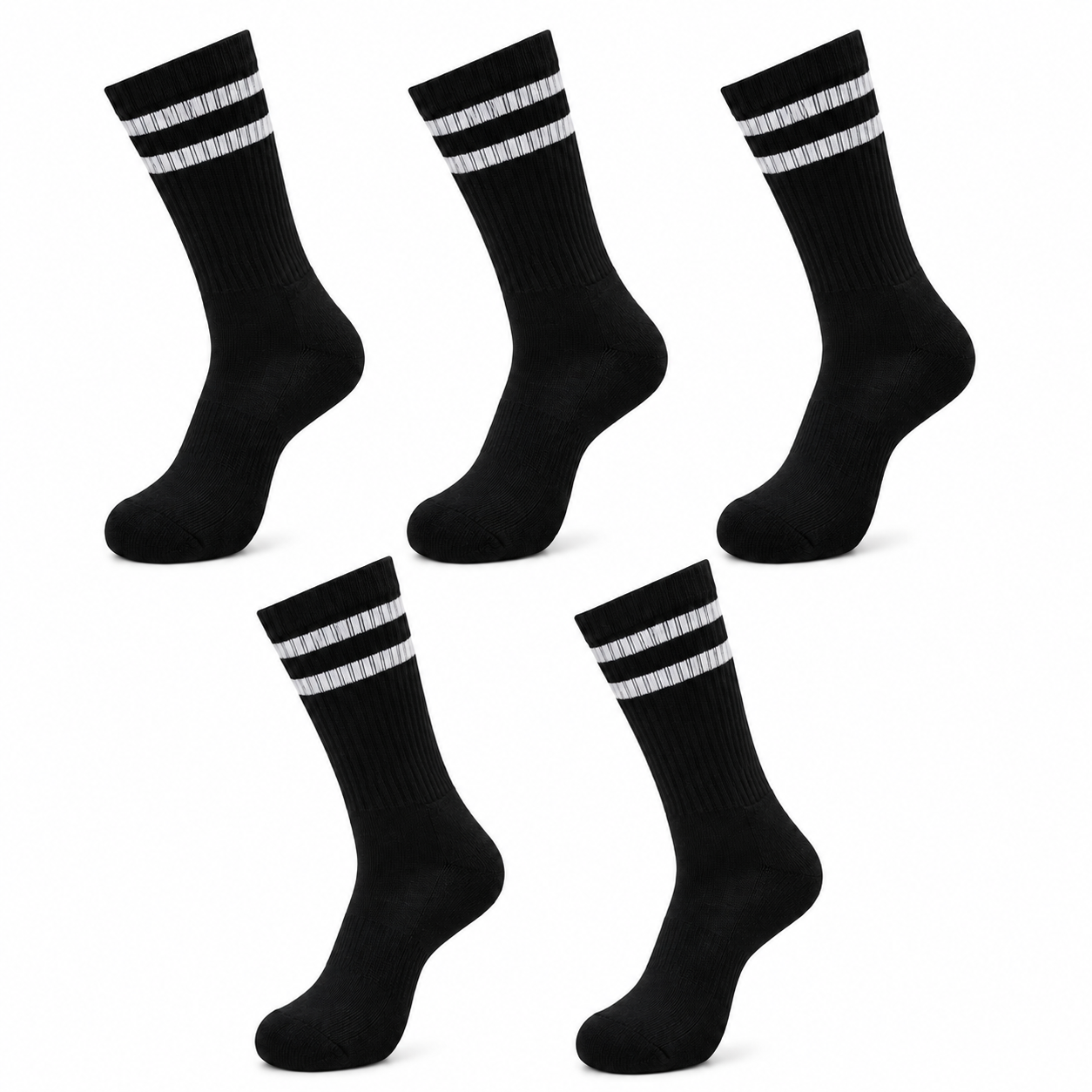 NEVERQUIT Performance Crew Socks (5-Pack) - Black