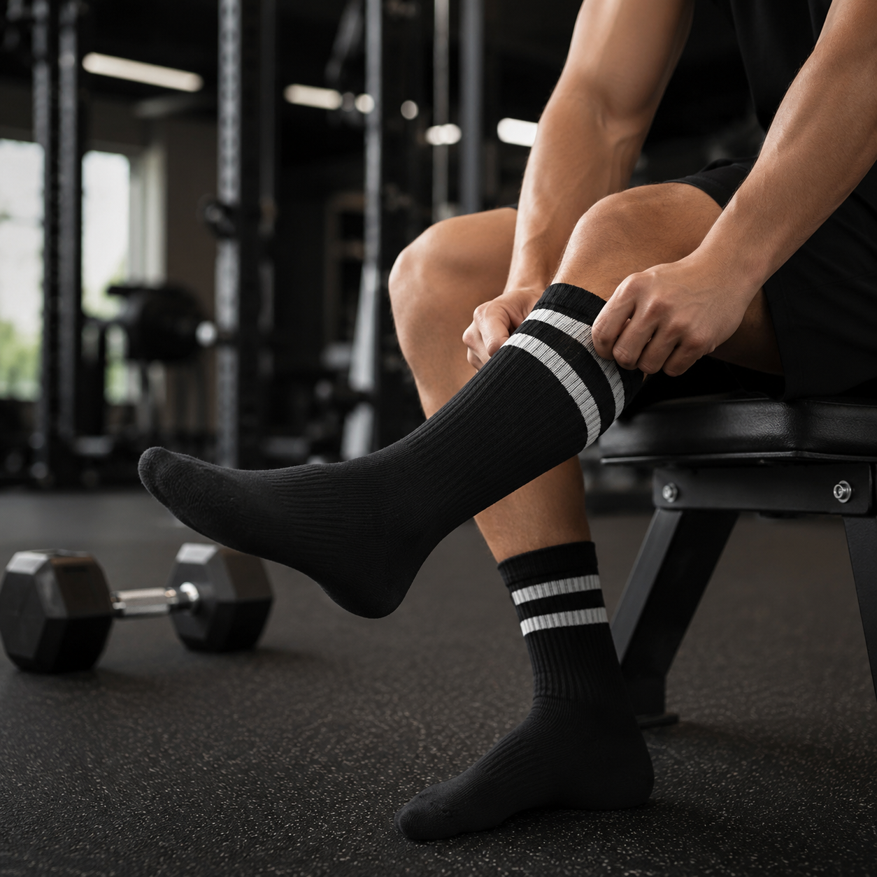NEVERQUIT Performance Crew Socks (5-Pack) - Black