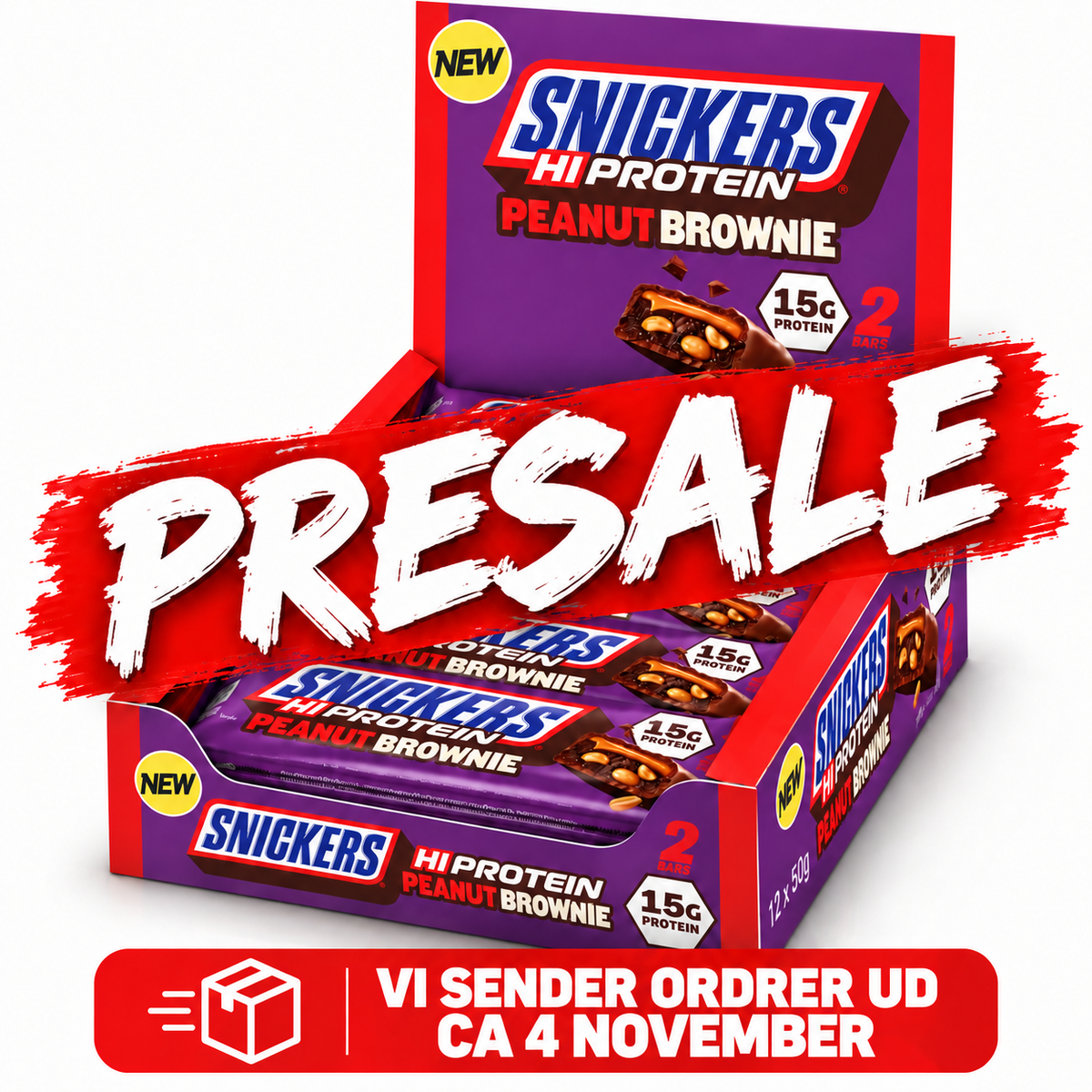 Snickers High Protein Bar – Peanut Brownie 🍫🥜 – 12 x 50 g Sidste Salgsdato 18.12.2026