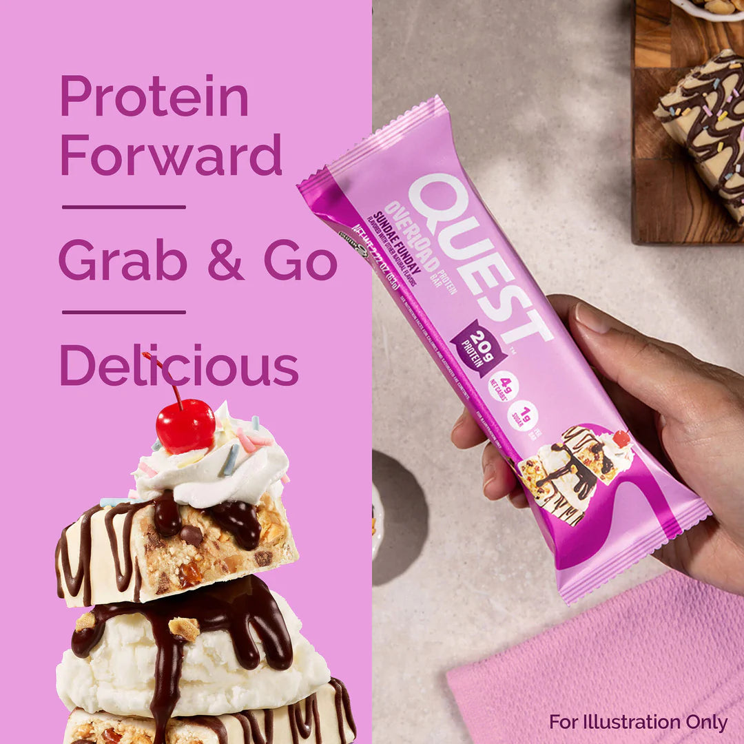 Quest Overload Protein Bar – Sundae Funday – 12 x 63g - Sidste Salgsdato 21.09.2026
