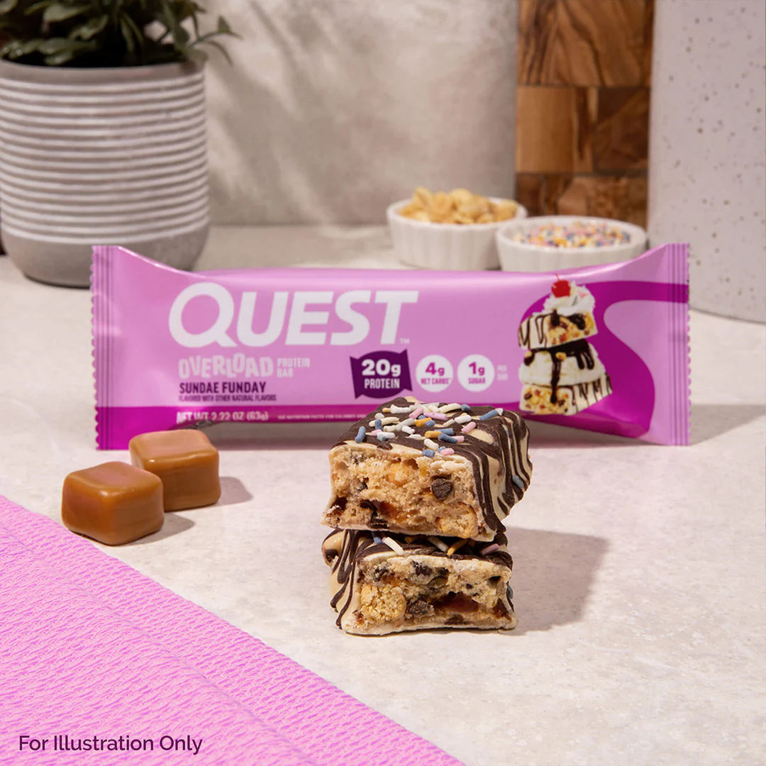 Quest Overload Protein Bar – Sundae Funday – 12 x 63g - Sidste Salgsdato 21.09.2026