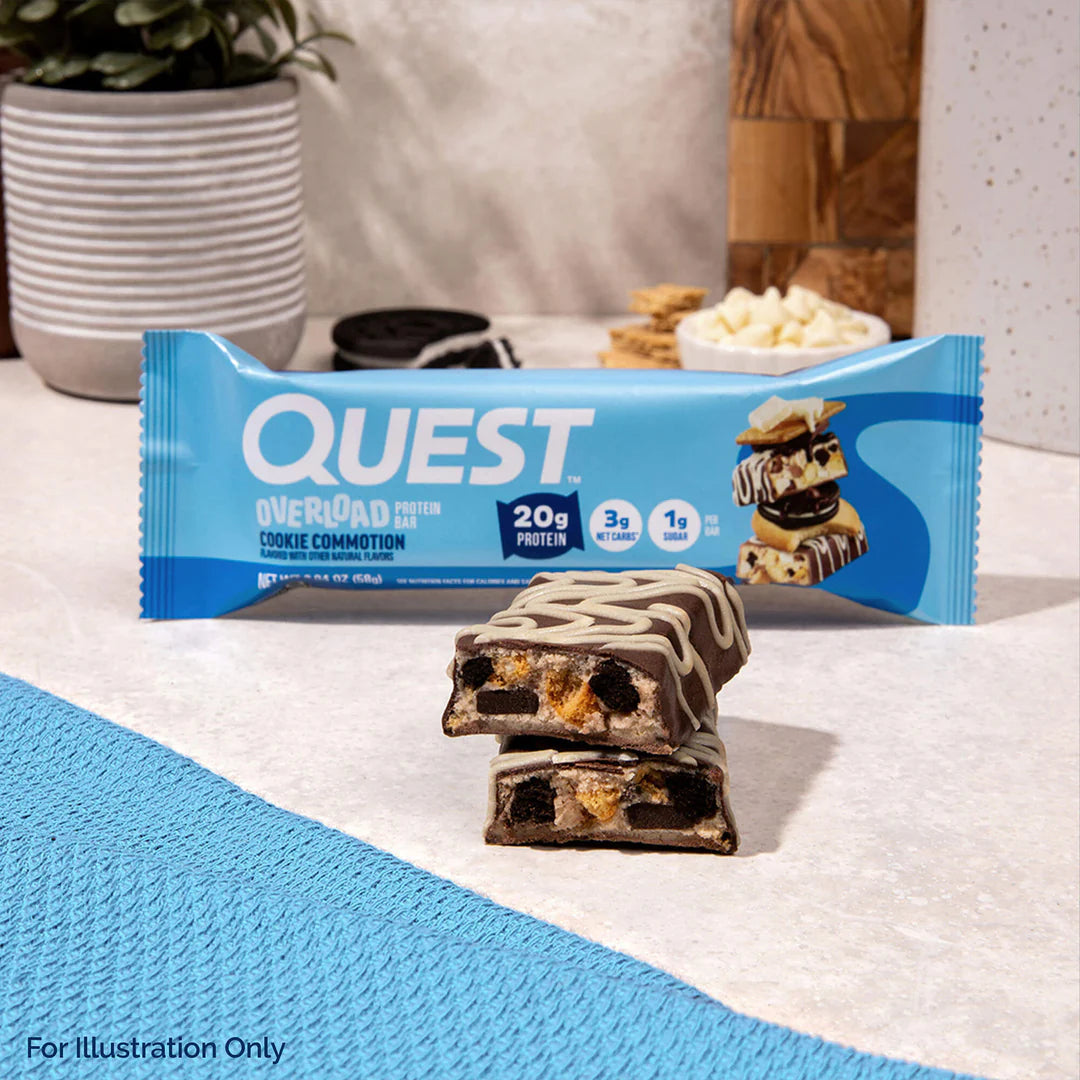 Quest Overload Cookie Commotion Protein Bar – 12 Bars 🍪💥 12 x 63g - Sidste Salgsdato 09.09.2026