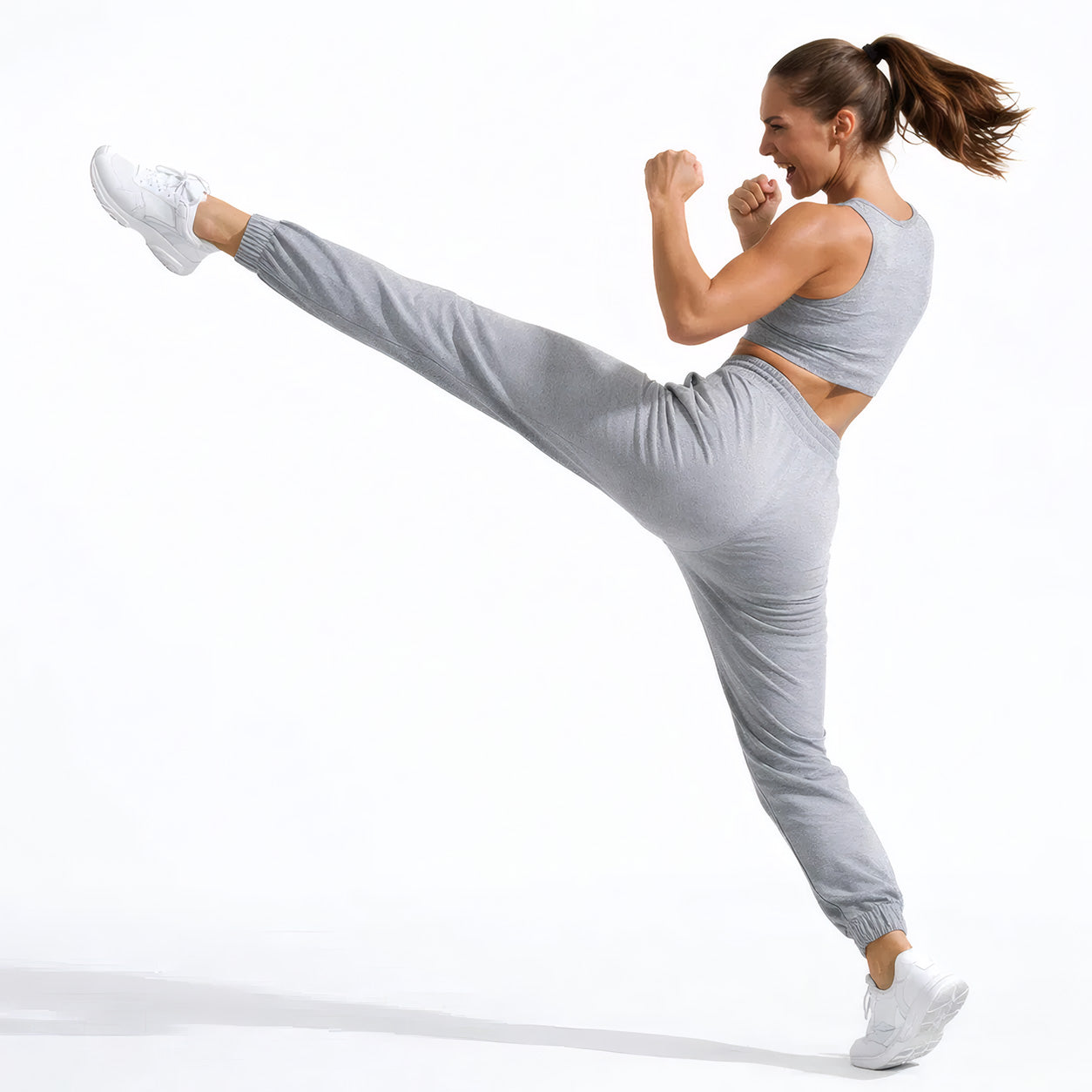DBFF - Ladies Spun Dyed Joggers - Grey - Black Logo
