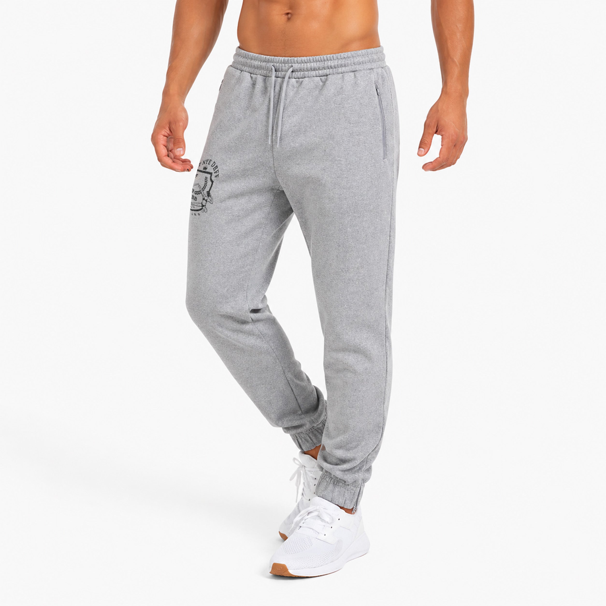 DBFF - Men`s Spun Dyed Joggers - Light Grey - Black Logo