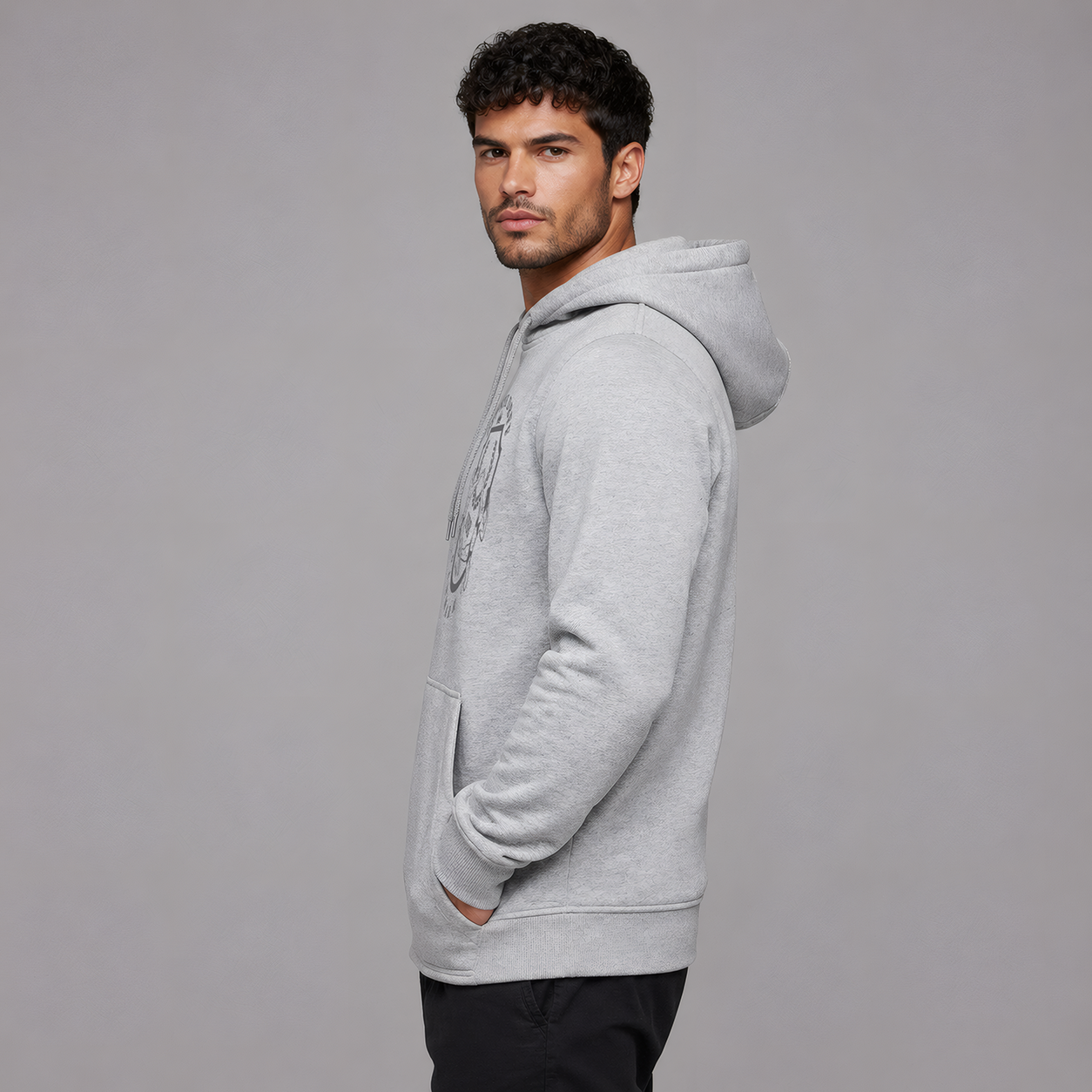 DBFF - Unisex Hoodie - Sports Grey - Dark Grey Print