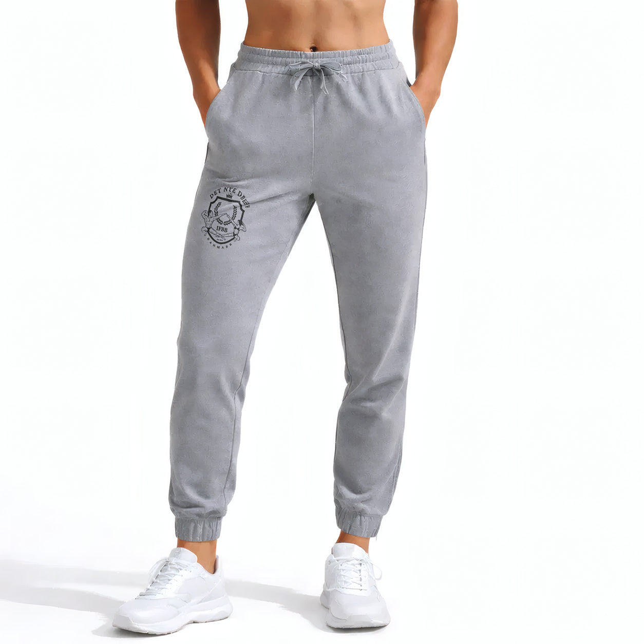 DBFF - Ladies Spun Dyed Joggers - Grey - Black Logo