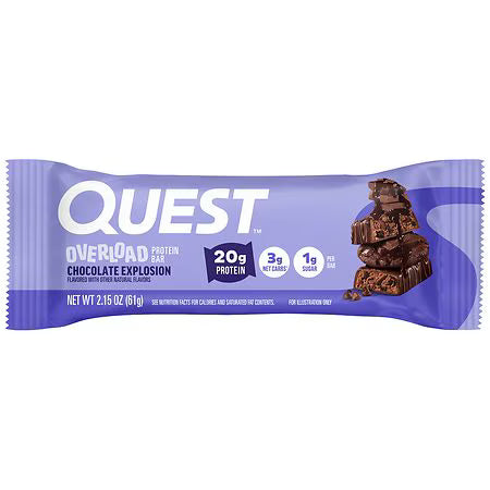 Quest Overload Chocolate Explosion Protein Bar – 12 x 61g - Sidste Salgsdato 17.09.2026