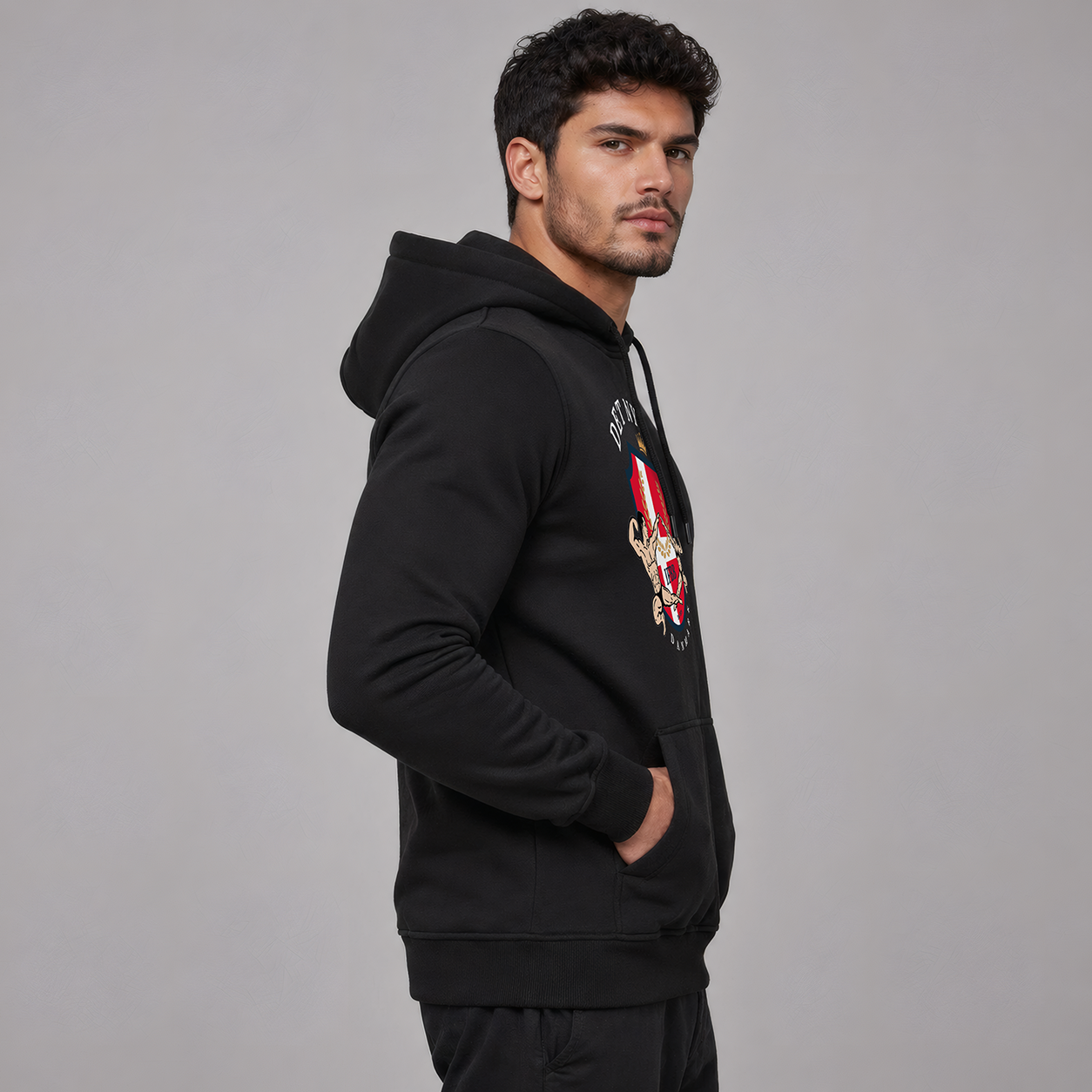 DBFF - Unisex Hoodie - Black - Farvet Print