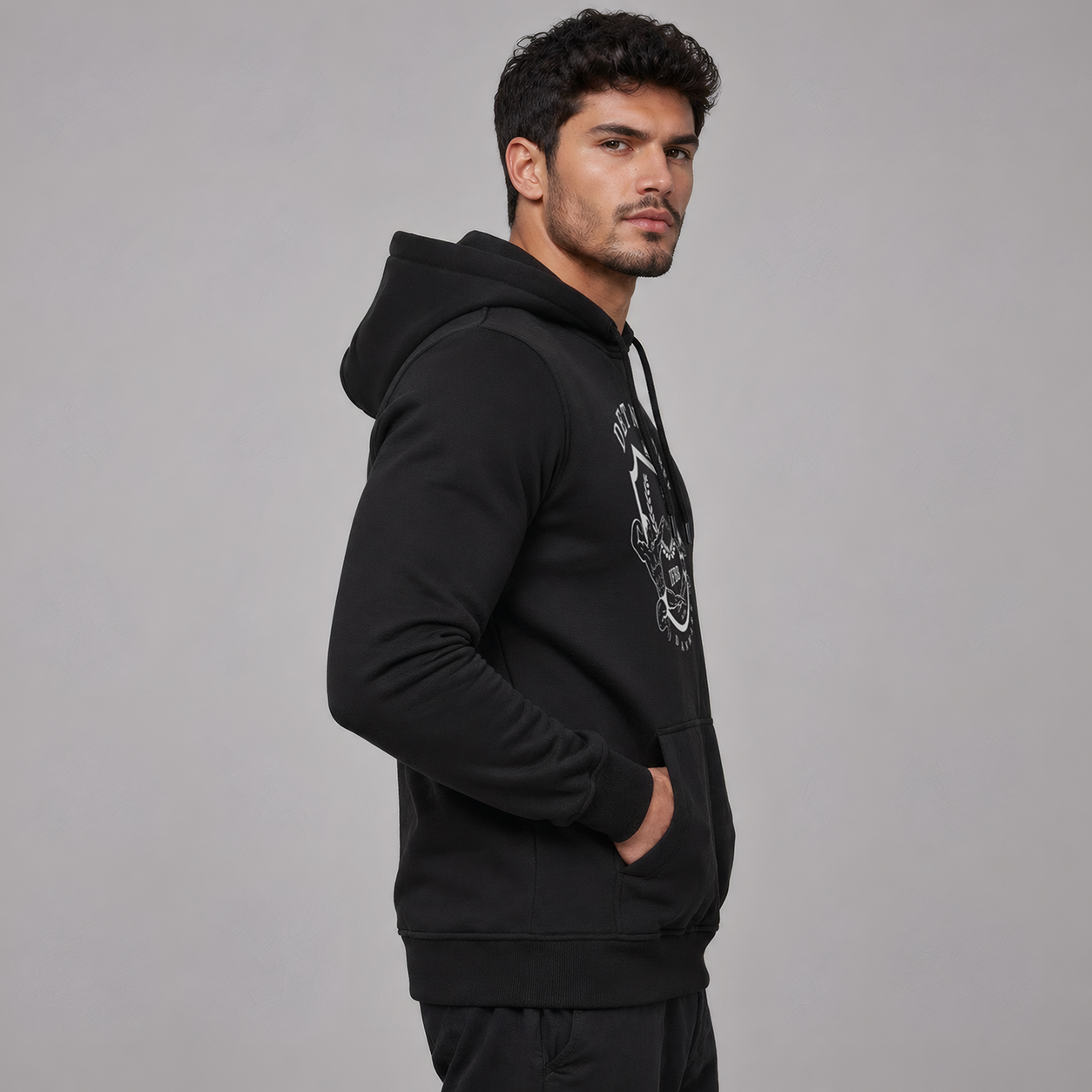 DBFF - Unisex Hoodie - Black - Dark Grey Print