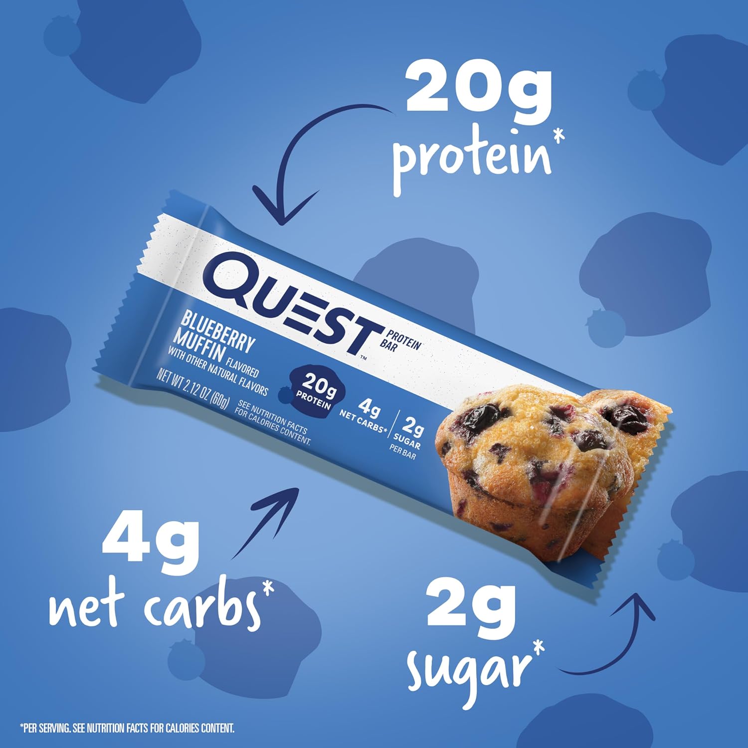 Quest Blueberry Muffin Protein Bar – 12 Bars 🫐🧁 (12 x 60g) Sidste Salgsdato 12.09.2026
