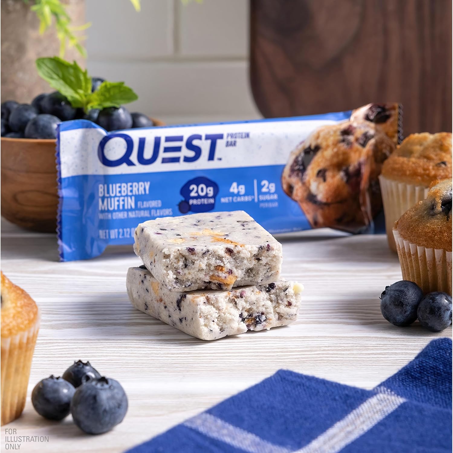 Quest Blueberry Muffin Protein Bar – 12 Bars 🫐🧁 (12 x 60g) Sidste Salgsdato 12.09.2026