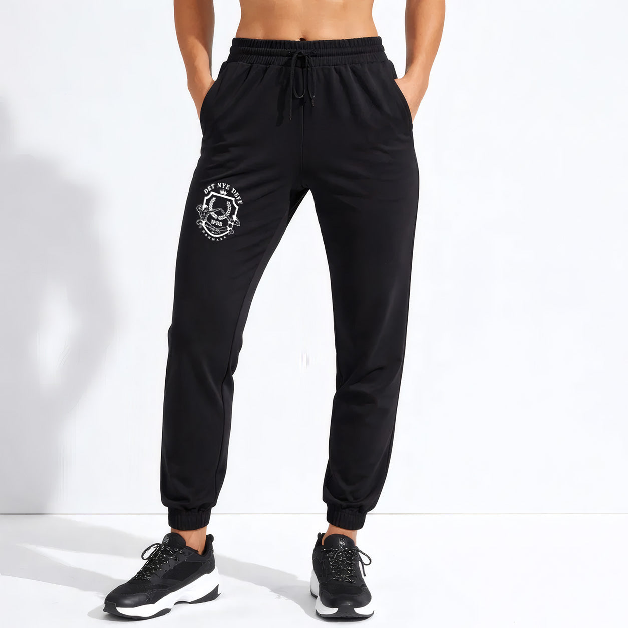 DBFF - Ladies Spun Dyed Joggers - Black - White Logo
