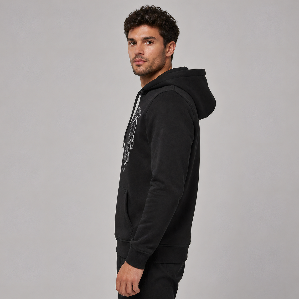 DBFF - Unisex Hoodie - Black - Dark Grey Print