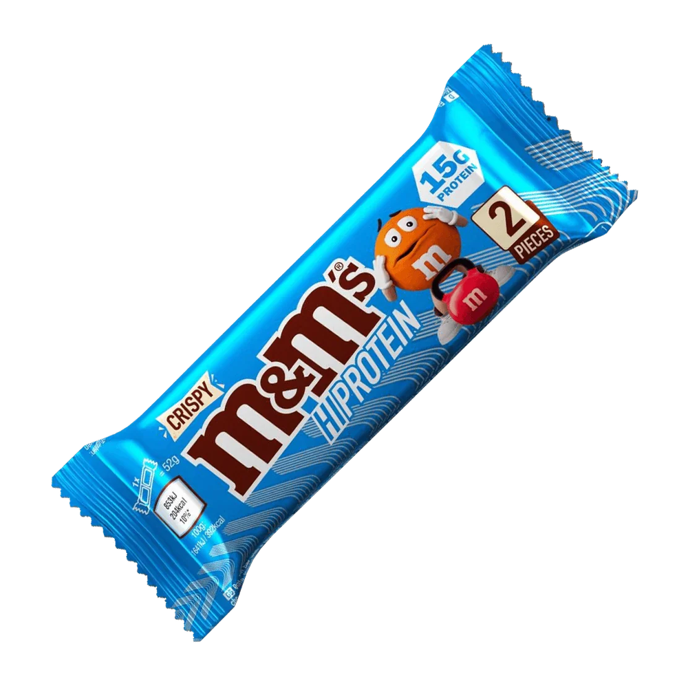 M&M's Hi Protein Crispy Bar 🍫🔵 12 stk a 52 g - Sidste Salgsdato 08.10.2026