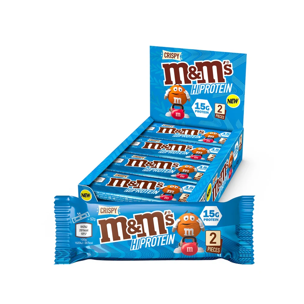 M&M's Hi Protein Crispy Bar 🍫🔵 12 stk a 52 g - Sidste Salgsdato 08.10.2026