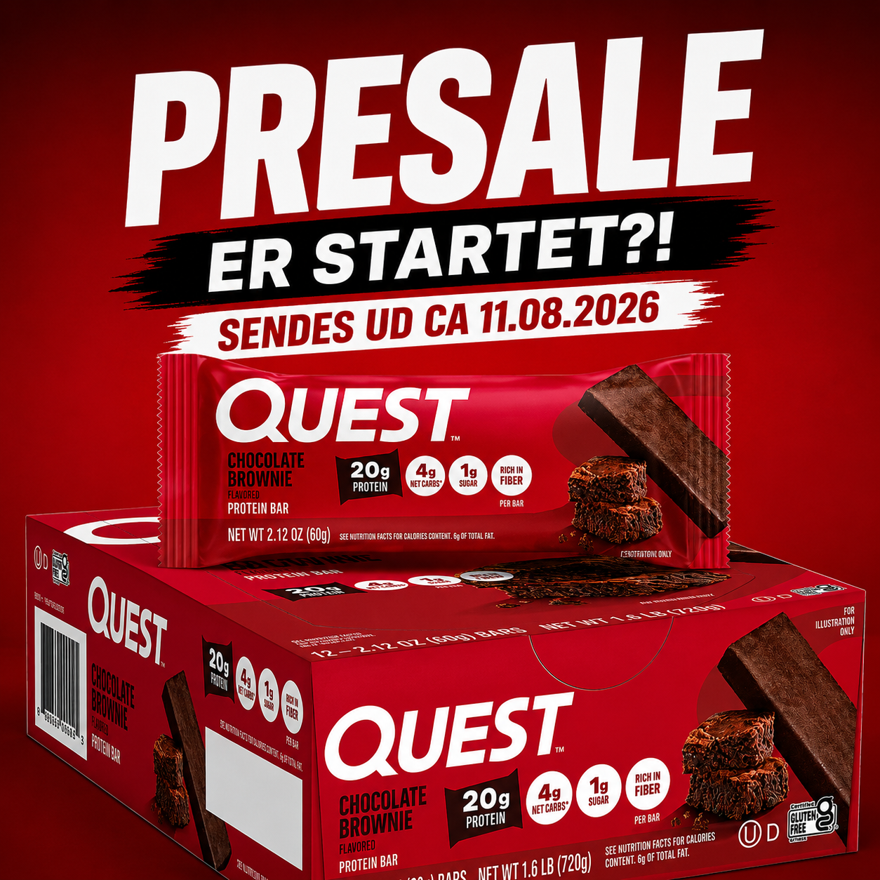 Quest Chocolate Brownie Protein Bar – 12 Bars 🍫🍫 Sidste Salgsdato 28.10.2026 (Copy)