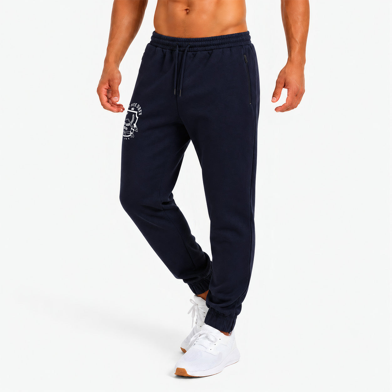 DBFF - Men`s Spun Dyed Joggers - Navy - White Logo