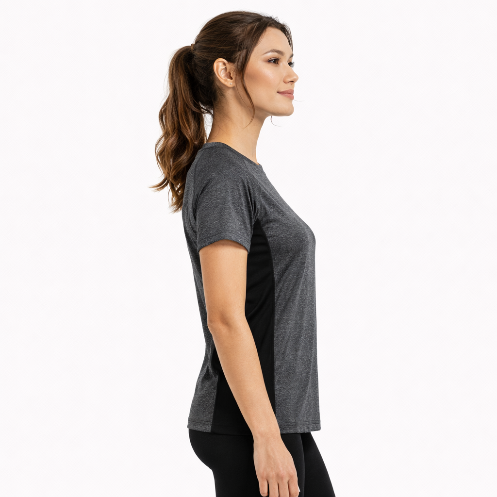 TriDri®  - TR048 Women's contrast panel performance t-shirt Charcoal