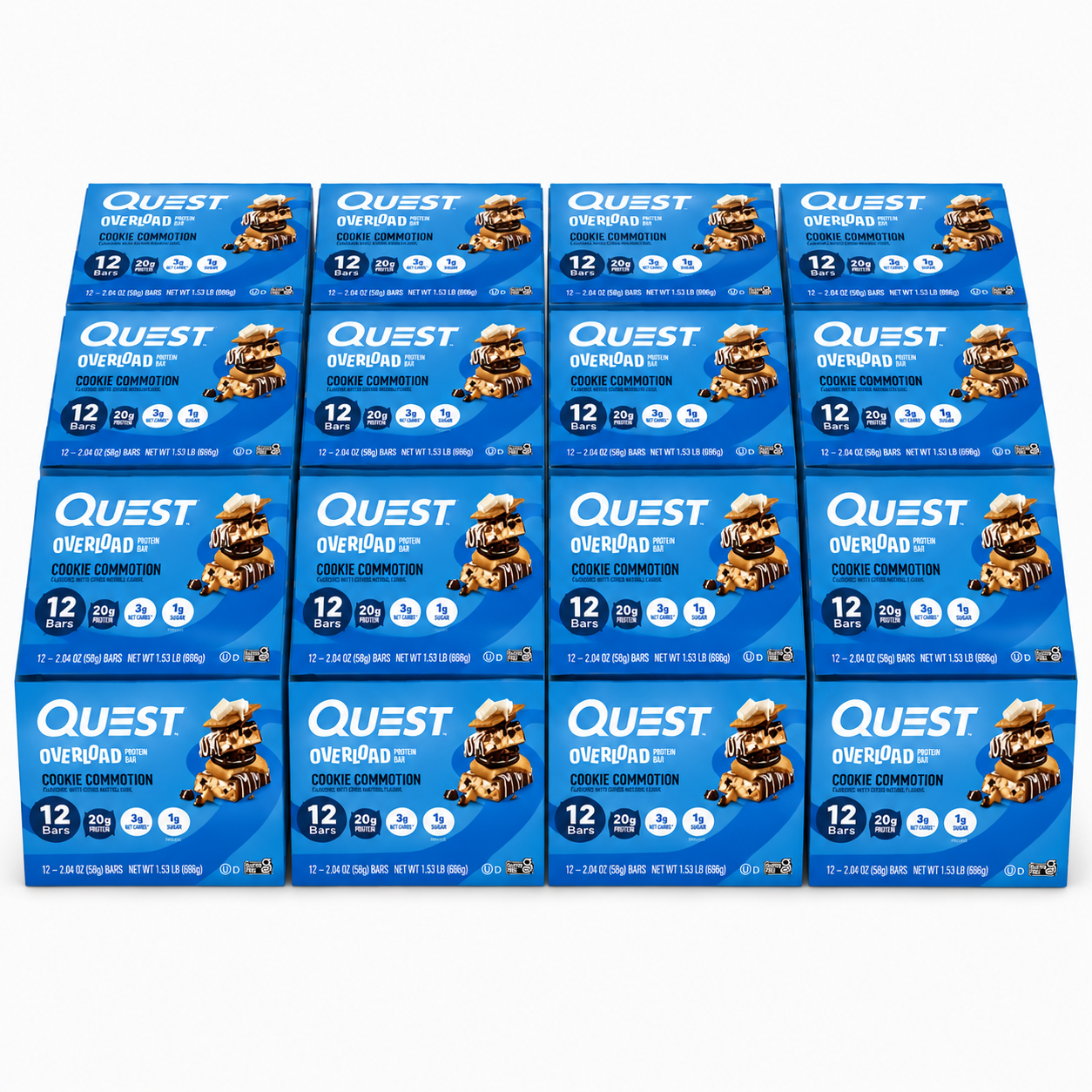 Quest Overload Cookie Commotion Protein Bar – 12 x 12 Bars 🍪💥  144 x 63g - Sidste Salgsdato 09.09.2026