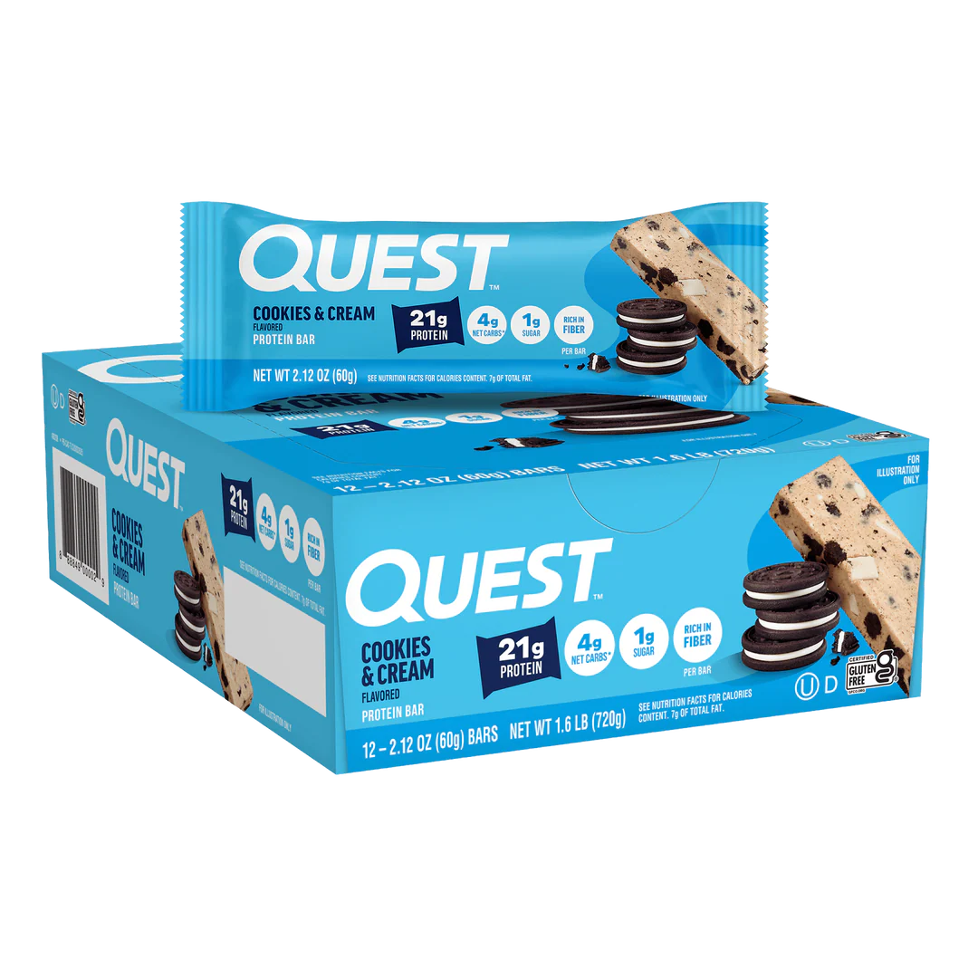 Quest Cookies & Cream Protein Bar – 12 Bars 🍪🥛 (12 x 60g) Sidste Salgsdato 17.09.2026
