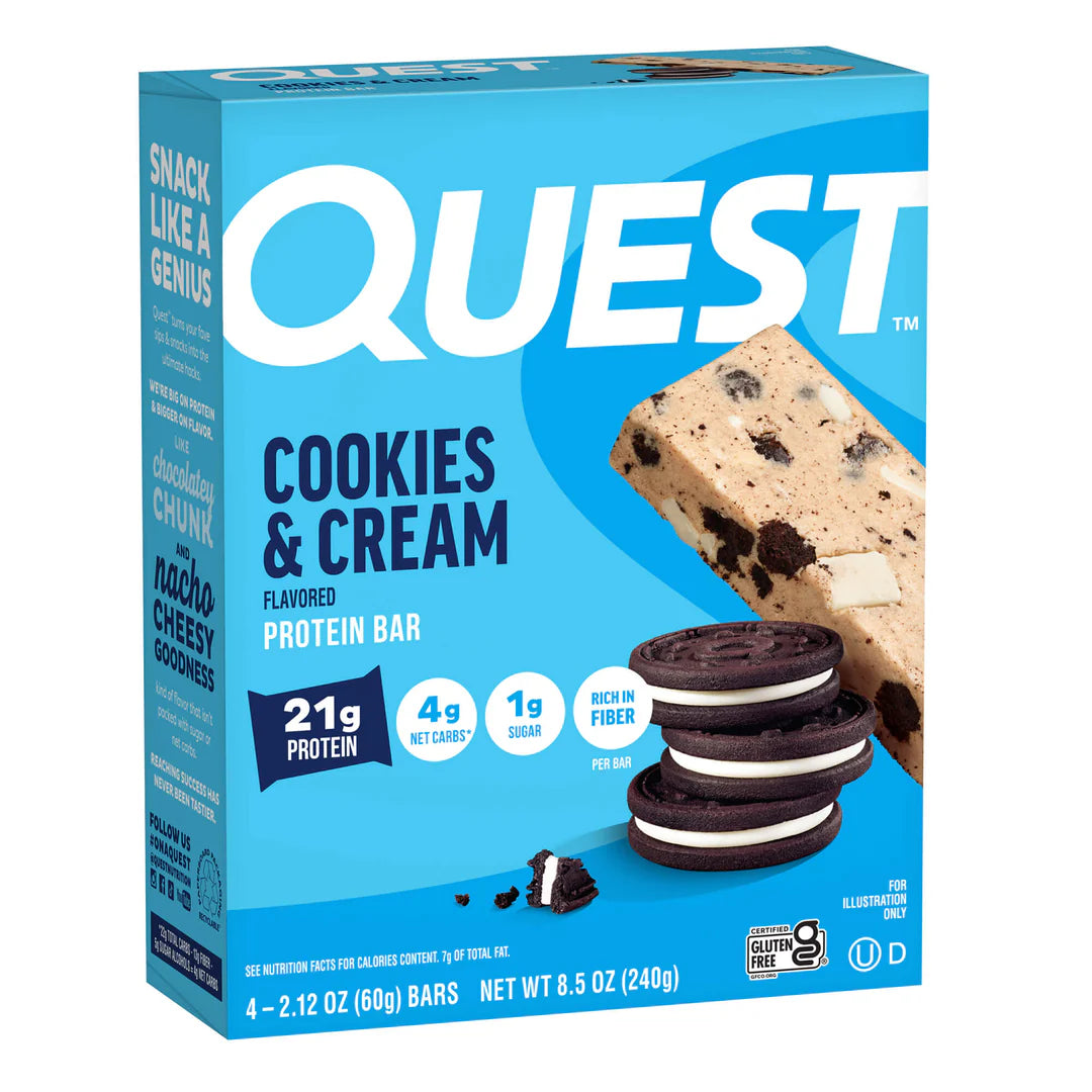 Quest Cookies & Cream Protein Bar – 12 Bars 🍪🥛 (12 x 60g) Sidste Salgsdato 17.09.2026