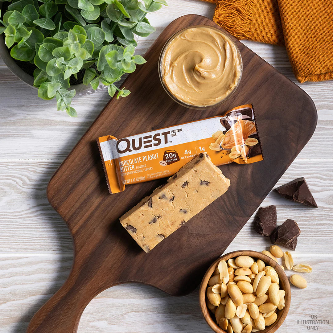 Quest Chocolate Peanut Butter Protein Bar – 12 Bars 🥜🍫  (12 x 60g) Sidste Salgsdato 15.10.2026