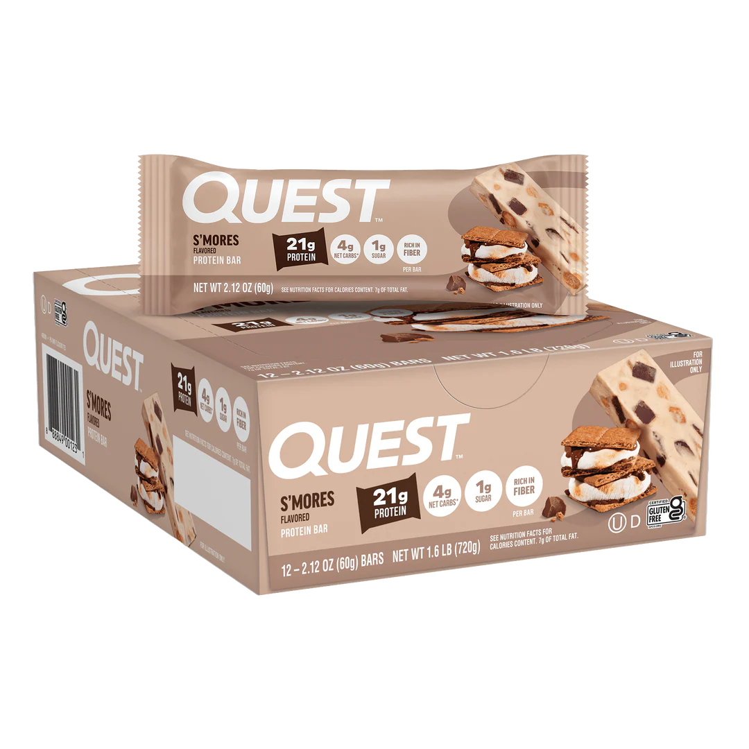 Quest S'Mores Protein Bar – 12 Bars 🔥🍫 (12 x 60g) Sidste Salgsdato 08.10.2026