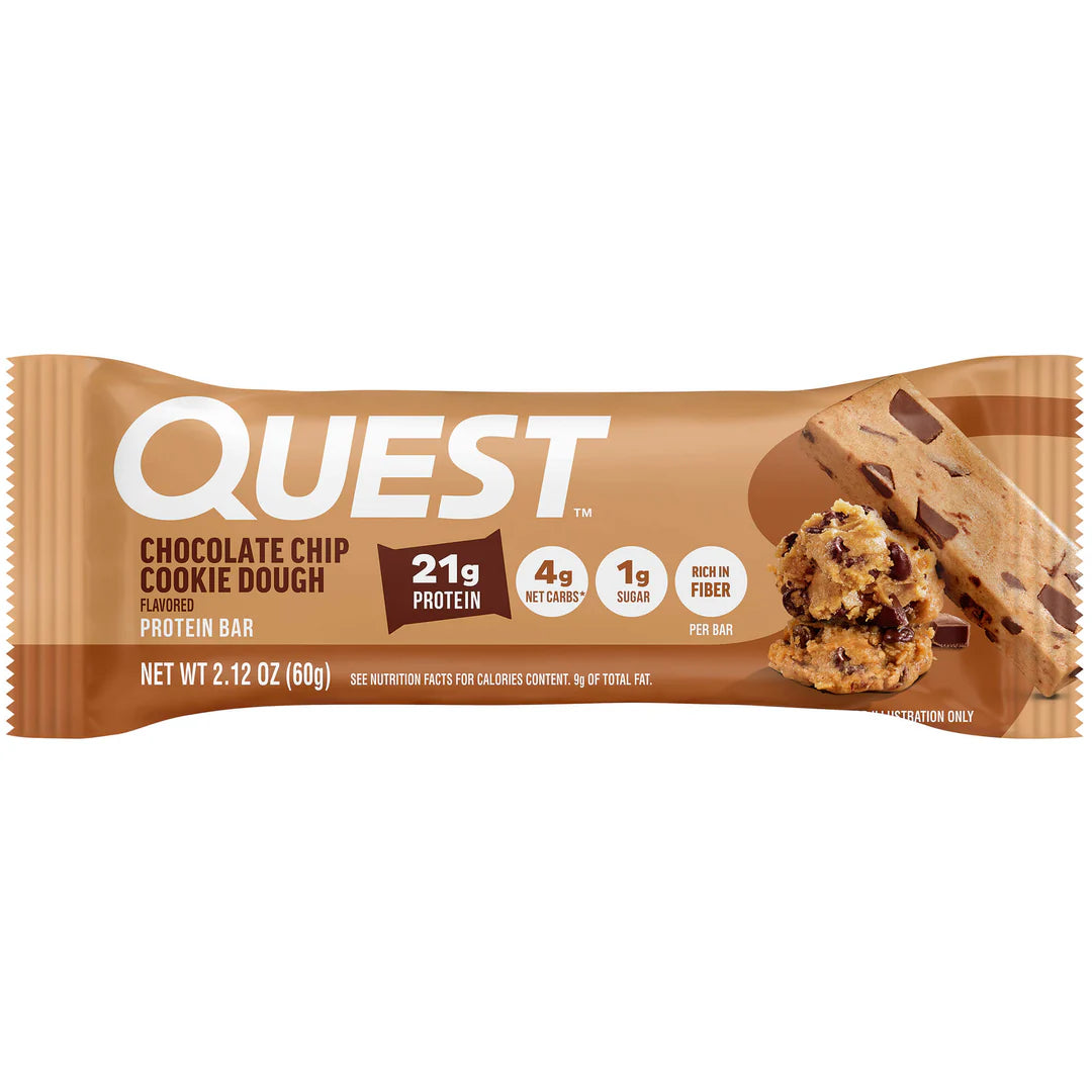 Quest Chocolate Chip Cookie Dough Protein Bar – 12 Bars 🍪🍫  (12 x 60g) Sidste Salgsdato 09.10.2026