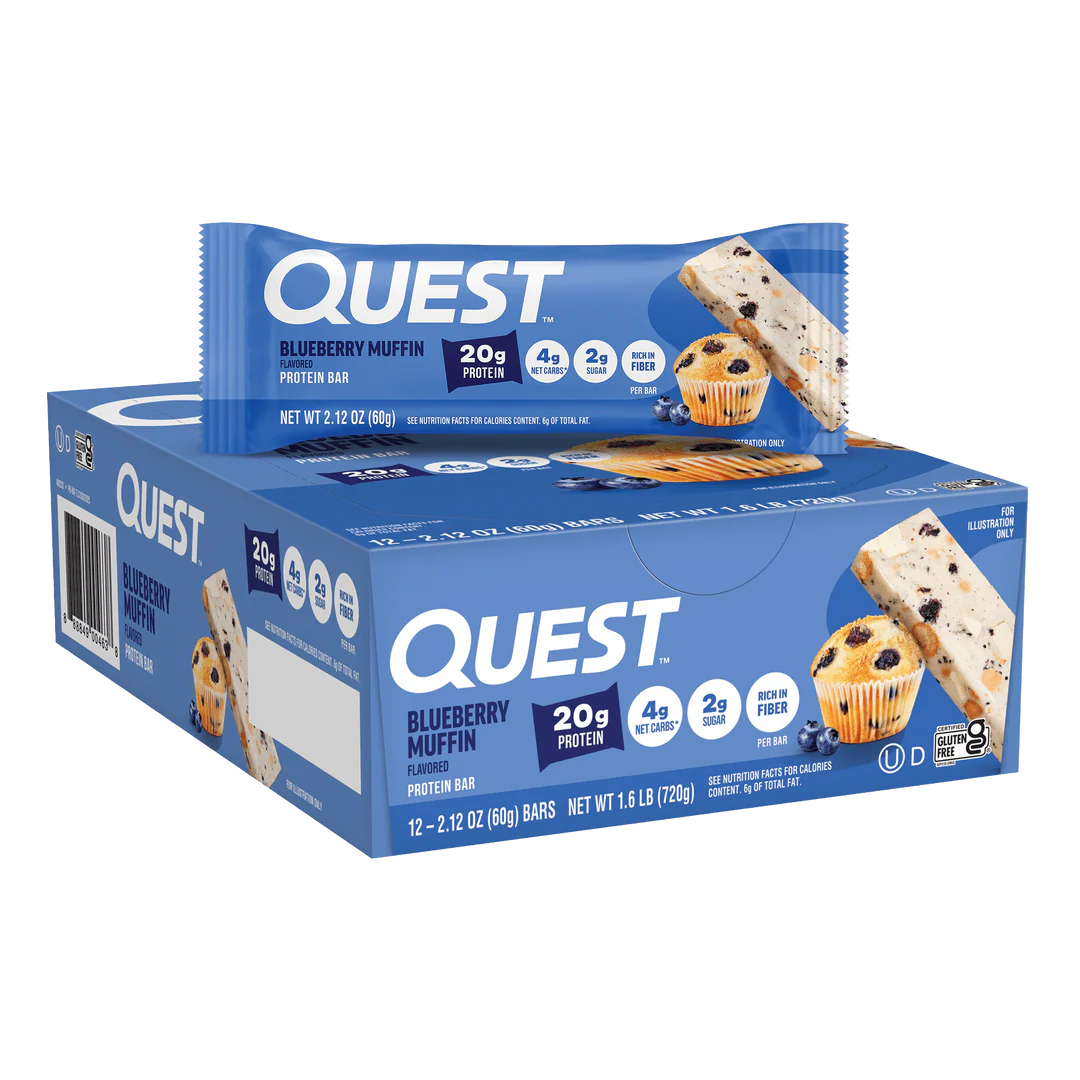 Quest Blueberry Muffin Protein Bar – 12 Bars 🫐🧁 (12 x 60g) Sidste Salgsdato 12.09.2026