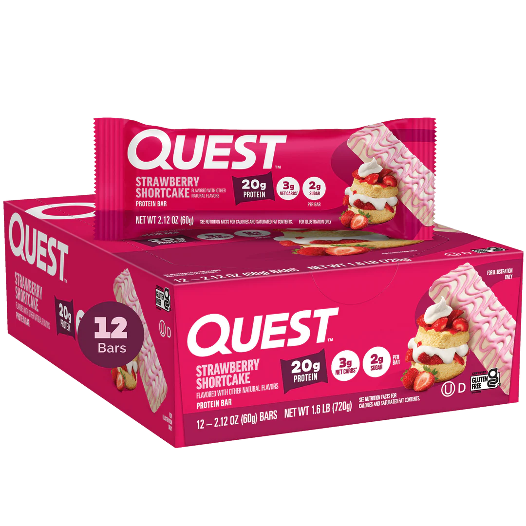 PRESALE - SENDES FØRST UD 18 JUNI !!!!! - Quest Protein Bar – Strawberry Shortcake (12 x 60 g) Sidste Salgsdato 24.08.2026