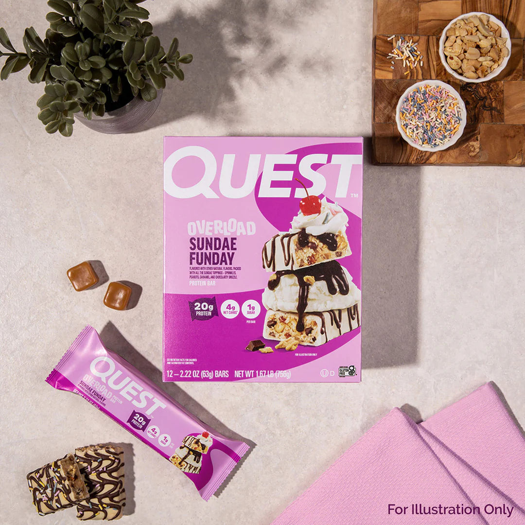 Quest Overload Protein Bar – Sundae Funday – 12 x 63g - Sidste Salgsdato 21.09.2026